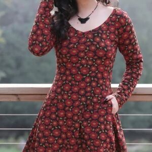 Effie's Heart Red and Yellow Floral Long Sleeve Dress